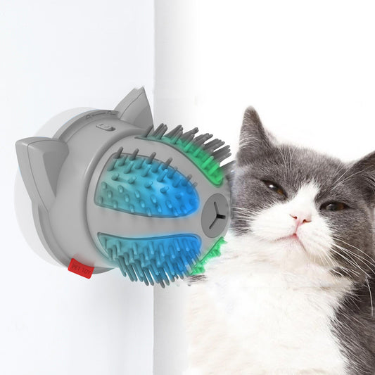 KFX-4747453 Electric Cat Brush Toy with LED Light and Dual Power Supply - Massager for Cats