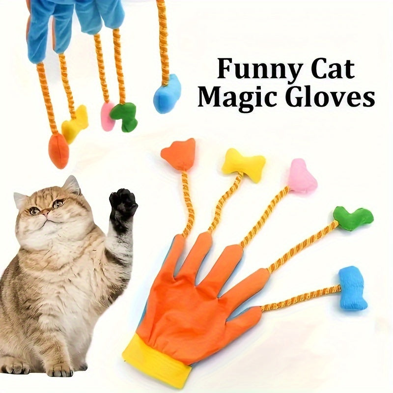 KFX-4748093 Interactive Plush Cat Toy with Magic Glove and Integrated Bell - 40x11cm