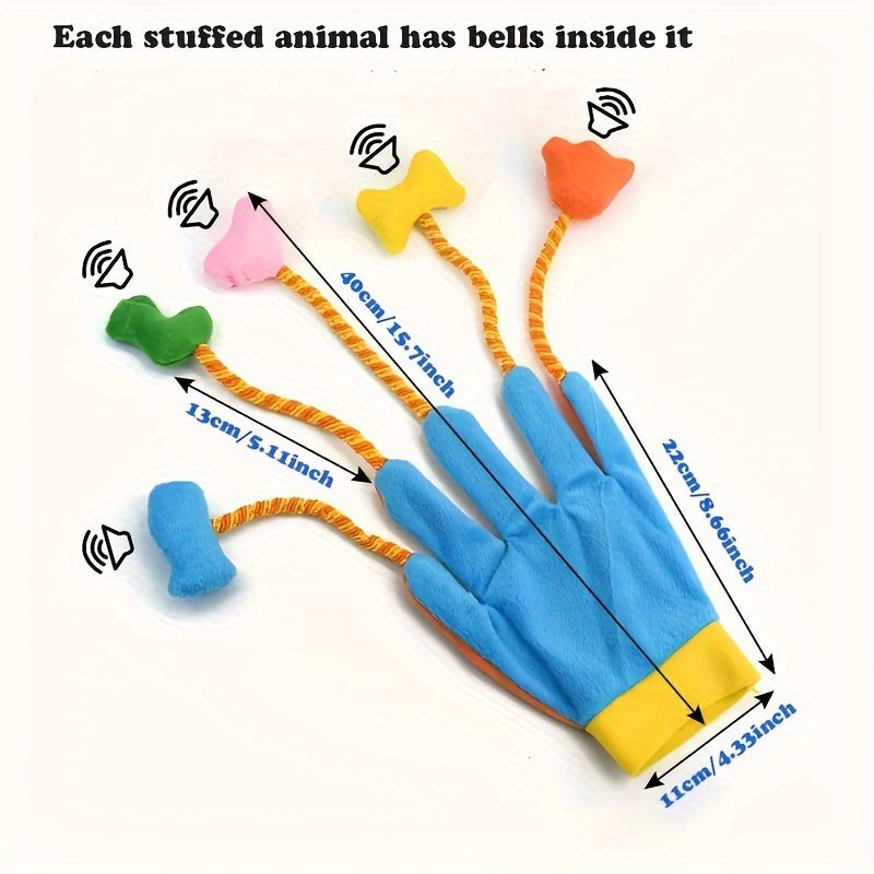 KFX-4748093 Interactive Plush Cat Toy with Magic Glove and Integrated Bell - 40x11cm
