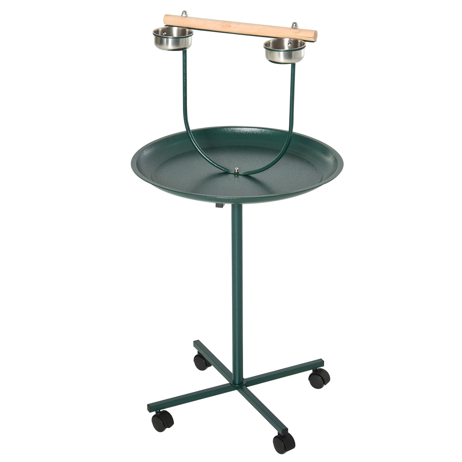 KFX-4748477 48" Rolling Bird Training Activity Playground with Perch and Stainless Steel Bowls