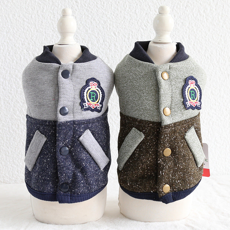 KFX-4748989 Stylish Baseball Coat for Dogs - Two-Legged Pet Apparel in Various Sizes