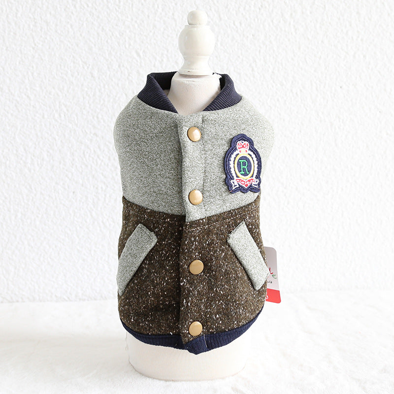 KFX-4748989 Stylish Baseball Coat for Dogs - Two-Legged Pet Apparel in Various Sizes