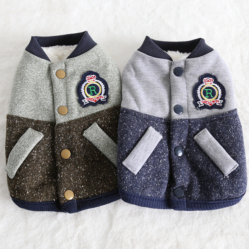 KFX-4748989 Stylish Baseball Coat for Dogs - Two-Legged Pet Apparel in Various Sizes