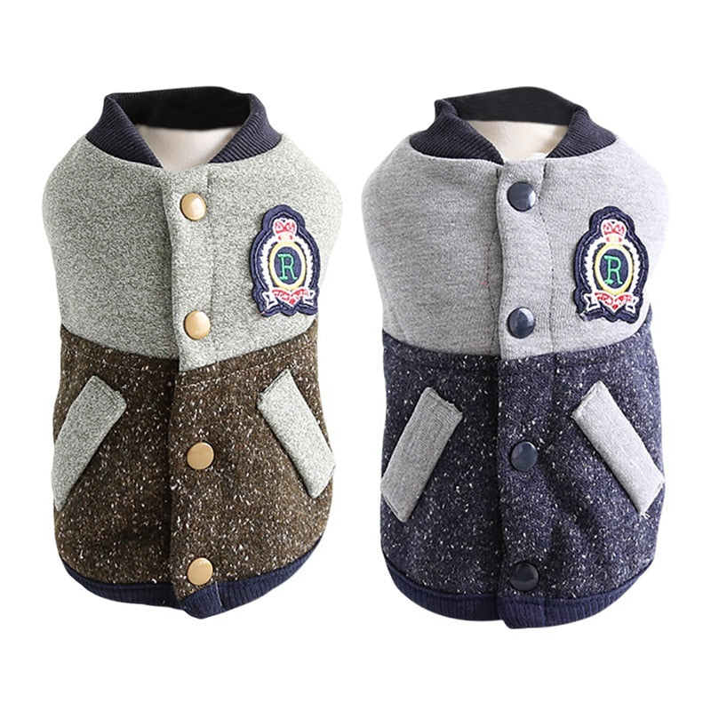KFX-4748989 Stylish Baseball Coat for Dogs - Two-Legged Pet Apparel in Various Sizes