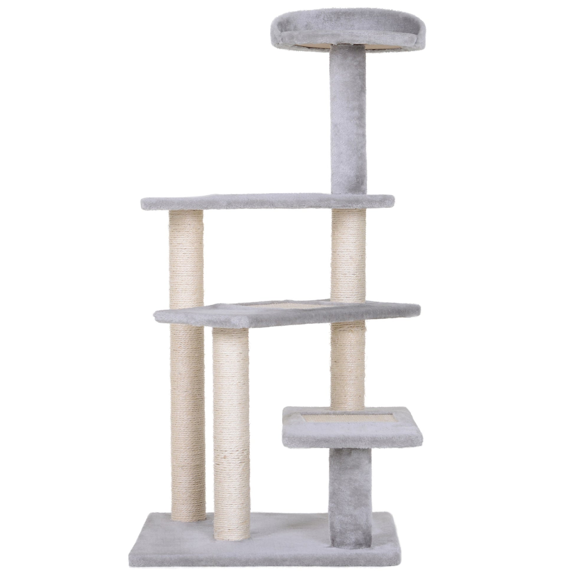 KFX-4749885 5-Level Cat Tree Tower with Scratching Post, Climbing Perches and Resting Space - Gray