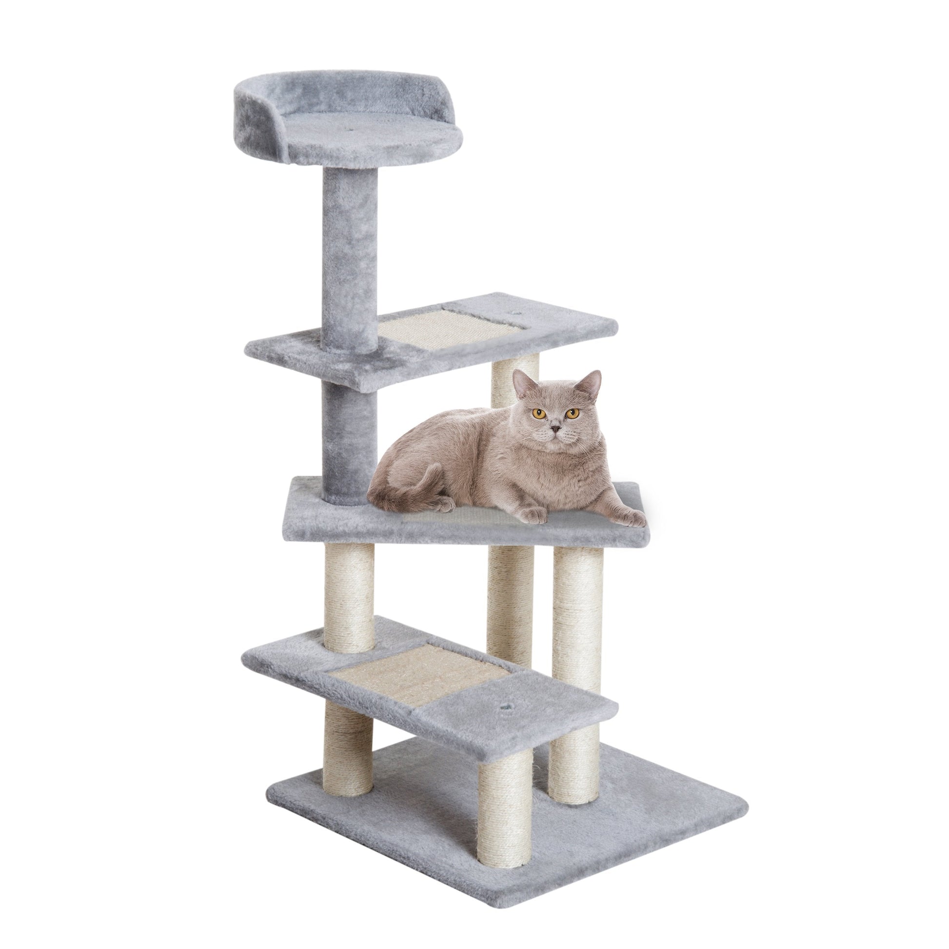 KFX-4749885 5-Level Cat Tree Tower with Scratching Post, Climbing Perches and Resting Space - Gray