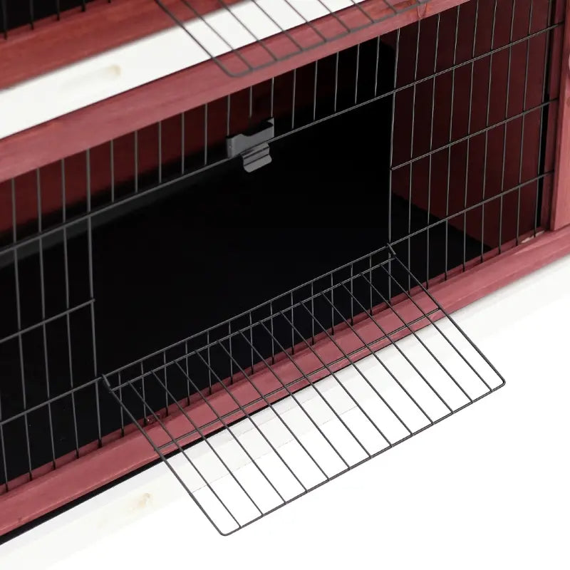 KFX-4750269 Large 2-Story Rabbit Hutch with Lockable Doors and Removable Floor Trays for Small Animals