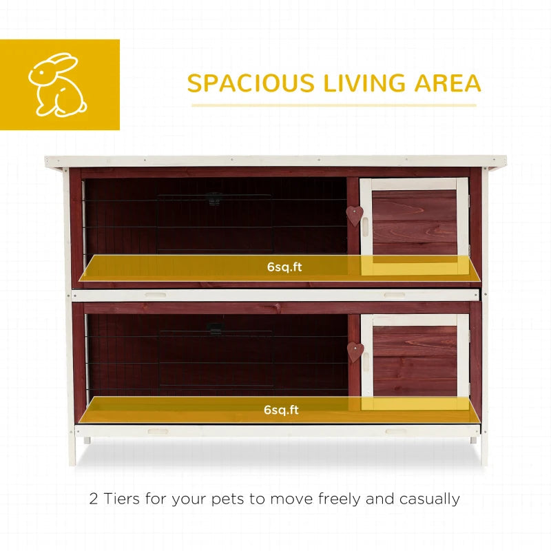 KFX-4750269 Large 2-Story Rabbit Hutch with Lockable Doors and Removable Floor Trays for Small Animals