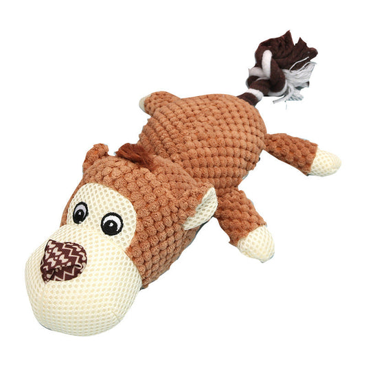 KFX-4751421 Small Dog Molar Toy - Plush and Cotton Rope, Available in Rhino, Elephant, and Monkey Designs