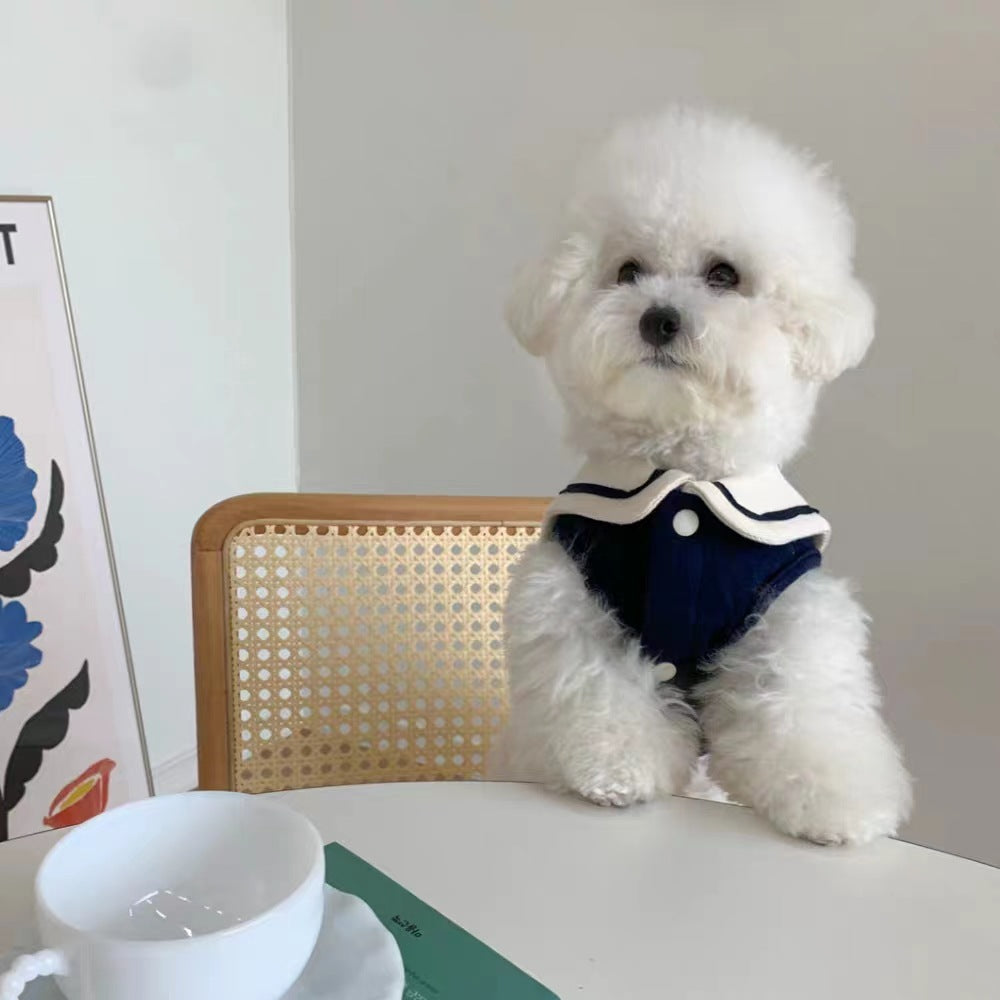 KFX-4752189 Sailor Collar Casual Vest for Pets - Long Sleeve in Dark Blue, Light Blue, Pink