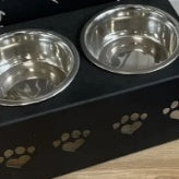 KFX-4752573 Personalized Wrought Iron Dog Food Bowl Rack with Custom Name Option