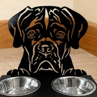 KFX-4752573 Personalized Wrought Iron Dog Food Bowl Rack with Custom Name Option