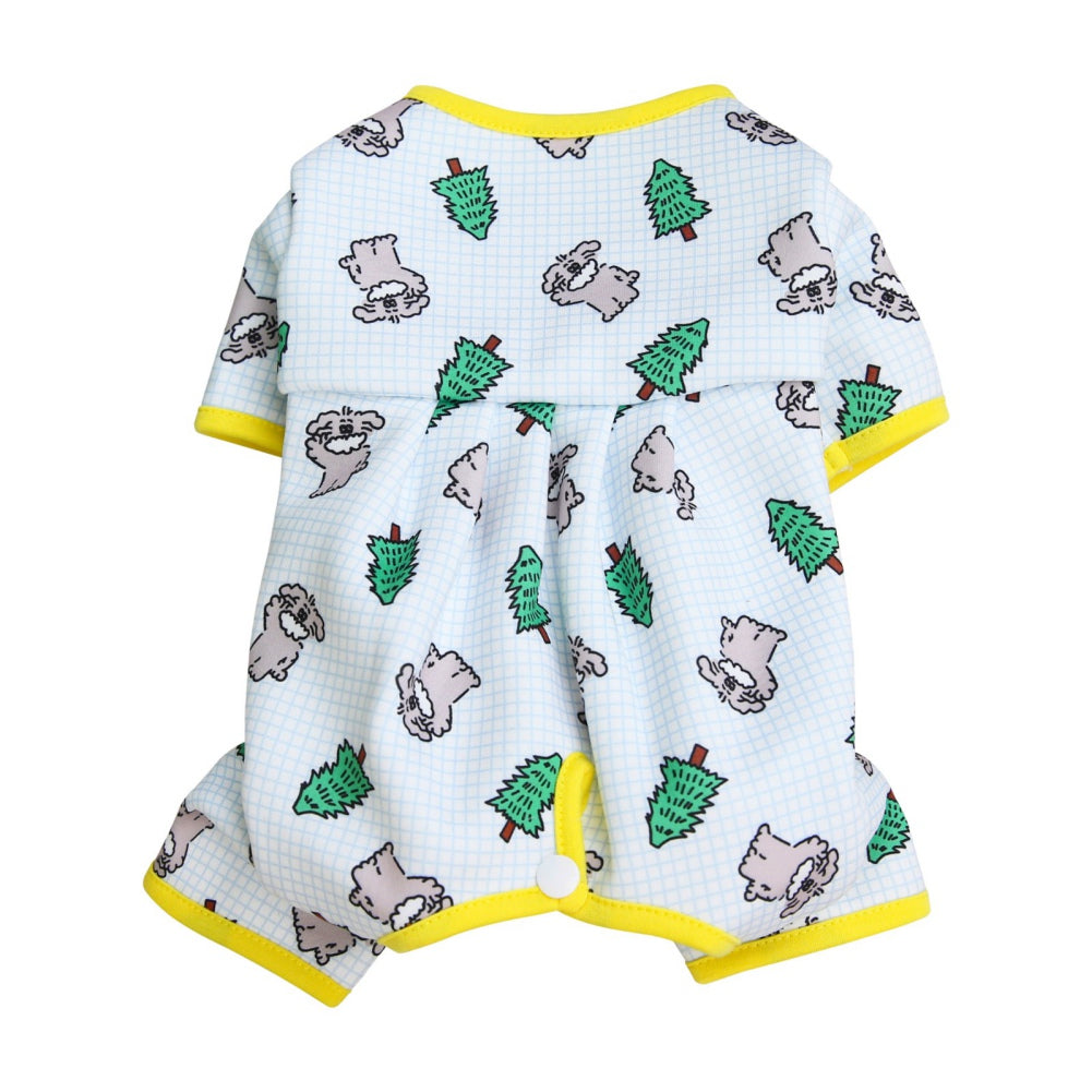 KFX-4752957 Casual Polyester Pet Clothing with Minimalist Print in Blue, Green, and Light Yellow