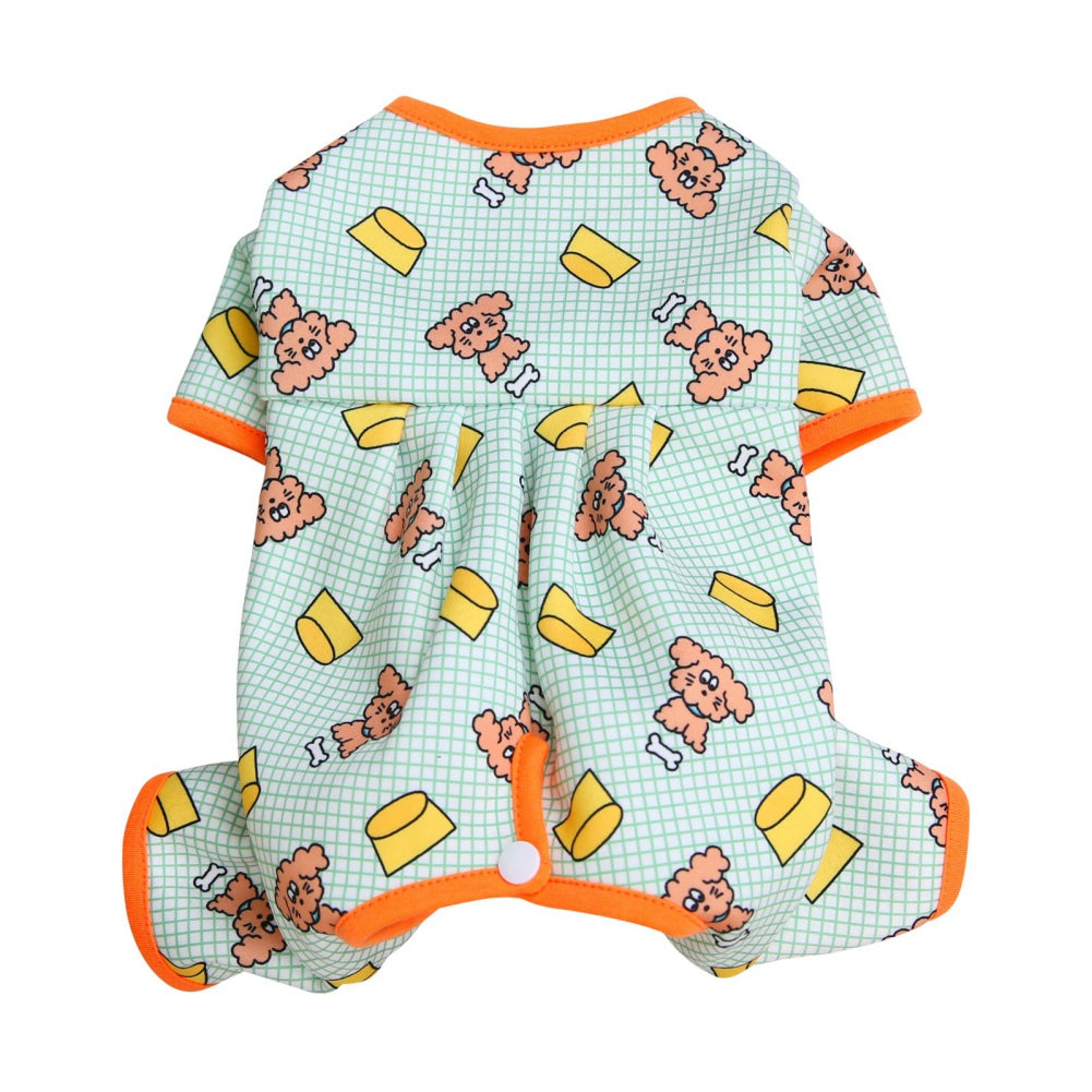 KFX-4752957 Casual Polyester Pet Clothing with Minimalist Print in Blue, Green, and Light Yellow
