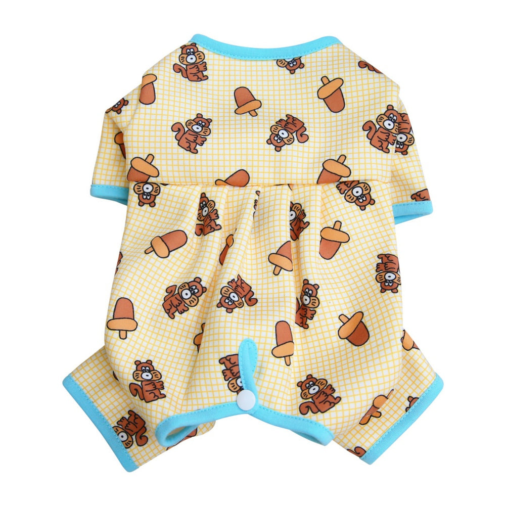 KFX-4752957 Casual Polyester Pet Clothing with Minimalist Print in Blue, Green, and Light Yellow