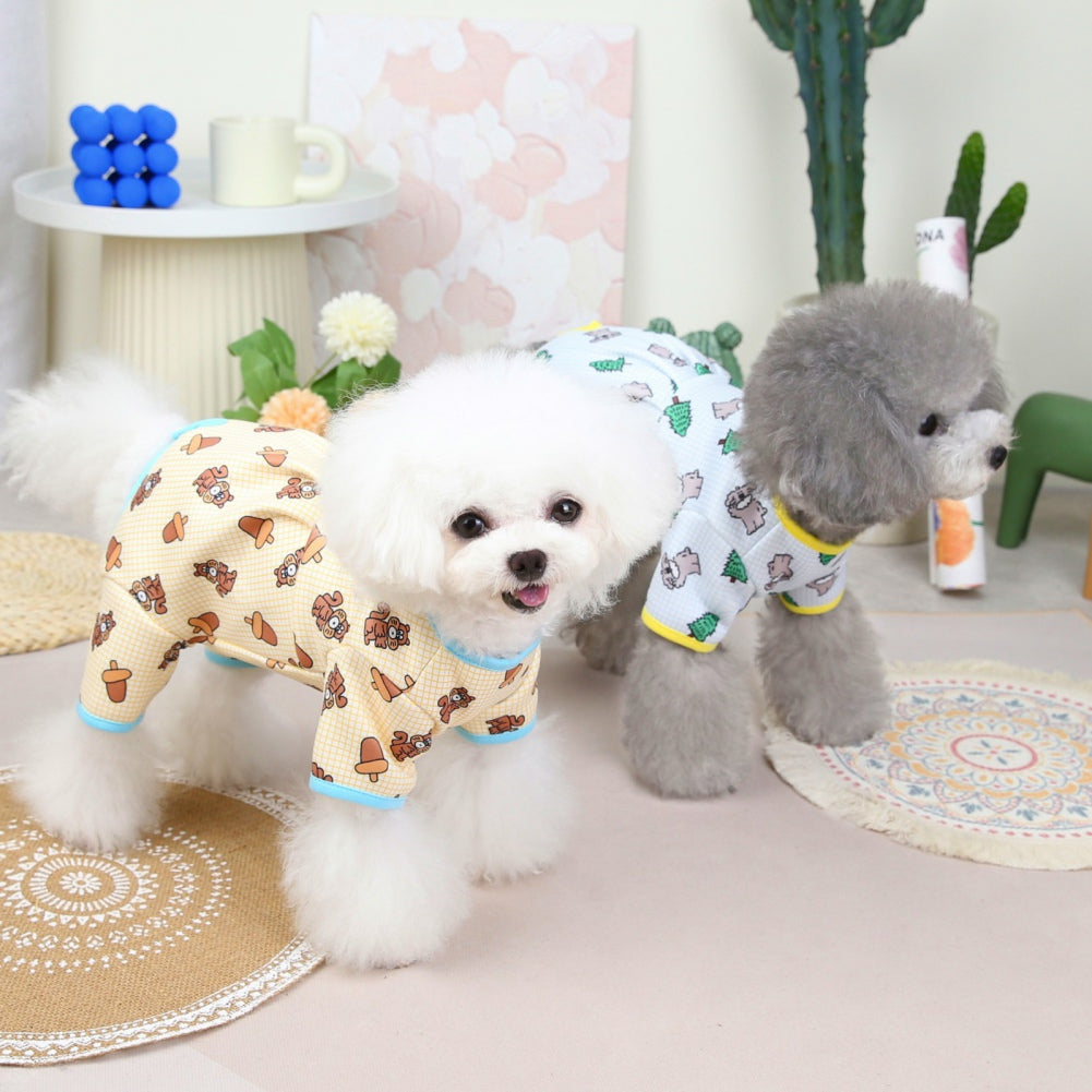 KFX-4752957 Casual Polyester Pet Clothing with Minimalist Print in Blue, Green, and Light Yellow
