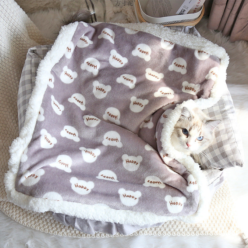 KFX-4753213 Warm Thick Lamb Fleece Pet Blanket - Soft Flannel Cushion for Dogs and Cats in Various Sizes