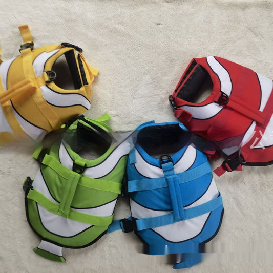 KFX-4753981 Striped Pet Life Jacket in Various Colors and Sizes for Safe Water Adventures