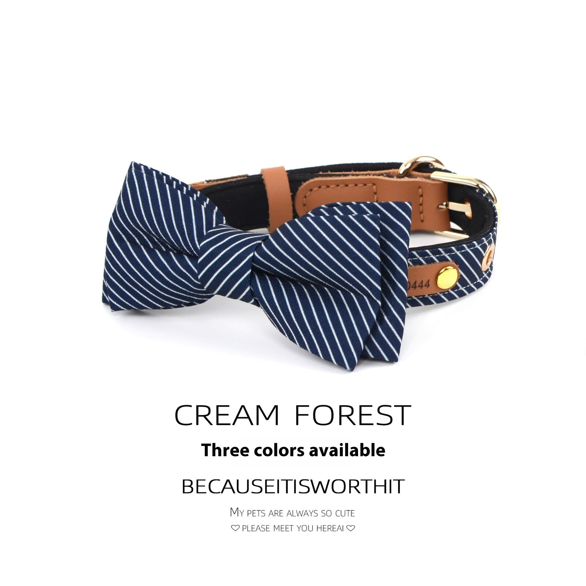 KFX-4754365 Detachable Bow Dog Collar in White, Wine Red, and Dark Blue - Personalized Options Available