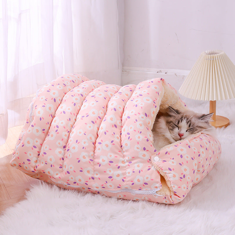 KFX-4756413 Cozy Removable Cat Nest Bed in Assorted Floral Designs for Cats Up to 15kg