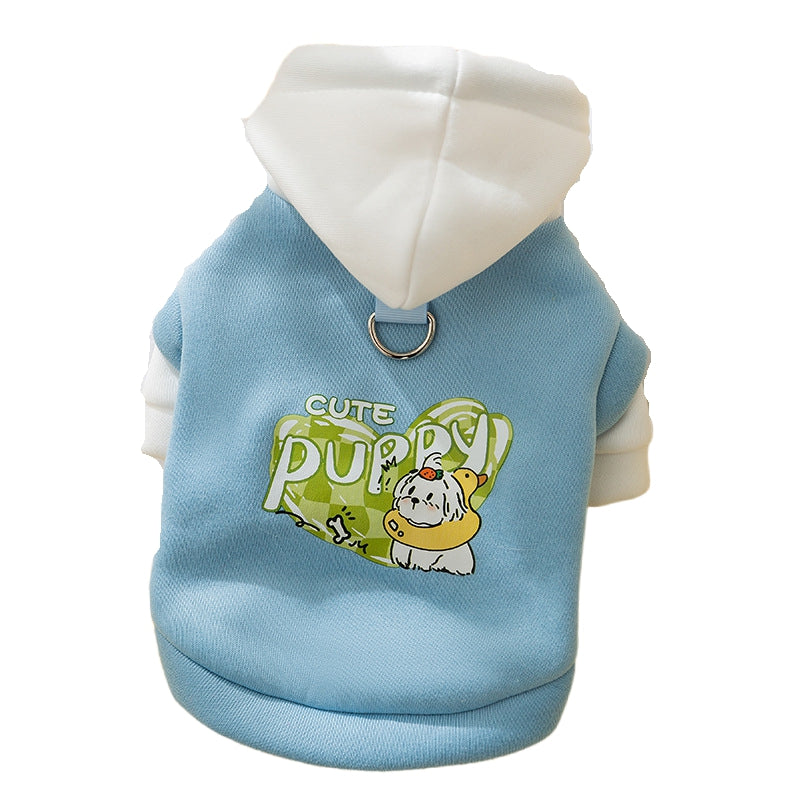 KFX-4756925 Cute Cartoon Dog Hoodie with Drawstring and Hood for Small and Medium Pets