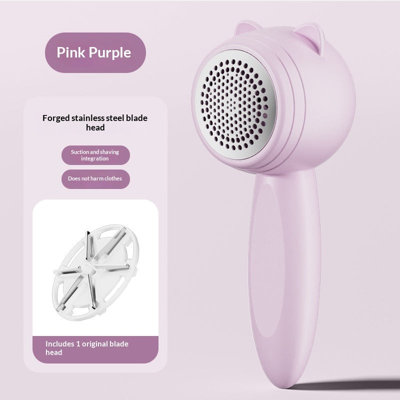 KFX-4757949 Rechargeable Portable Fur and Lint Remover for Clothes - Small Cat Hair Removal Tool in Pink Purple and Cream