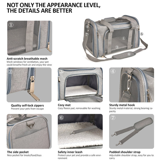 KFX-4758589 Portable Waterproof Pet Carrier Bag with Removable Pad - Two Sizes Available