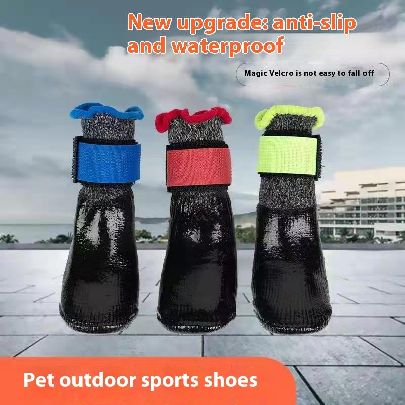 KFX-4758973 Pet Dog Waterproof Non-Slip Shoe Covers - Soft Bottom Anti-Scratch Protection for Small to Medium Dogs