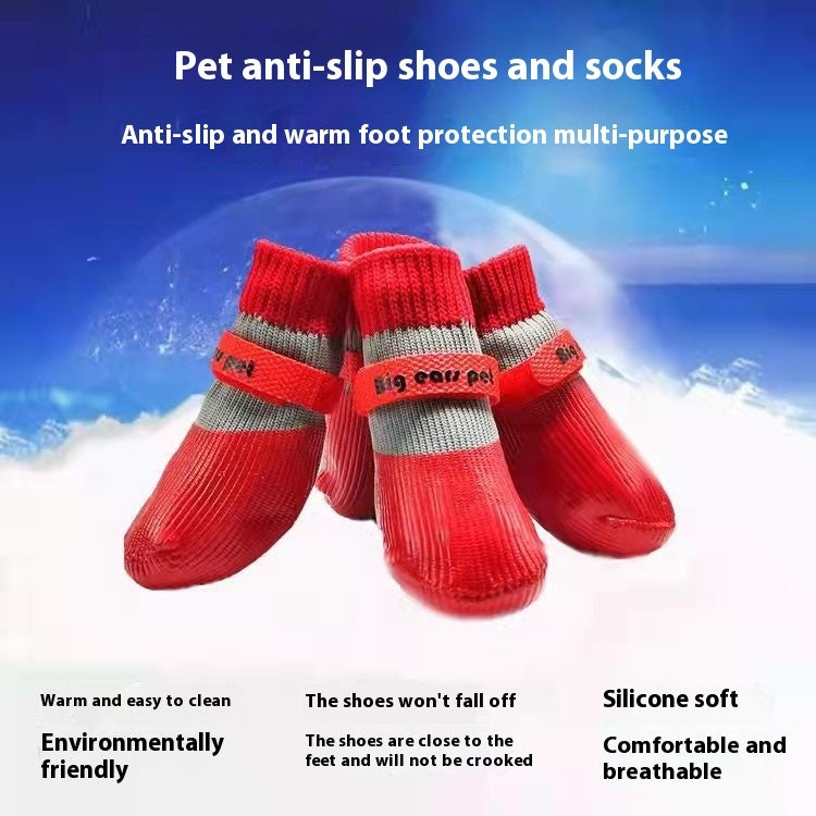KFX-4758973 Pet Dog Waterproof Non-Slip Shoe Covers - Soft Bottom Anti-Scratch Protection for Small to Medium Dogs