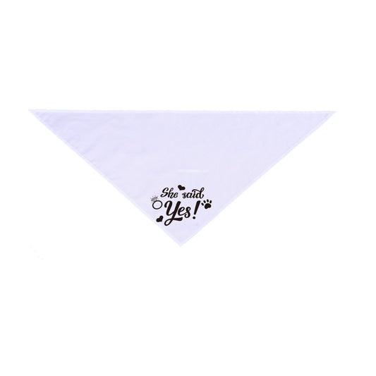 KFX-4759741 White Polyester Dog Scarf for Weddings with "He Asked" and "She Said Yes" Design