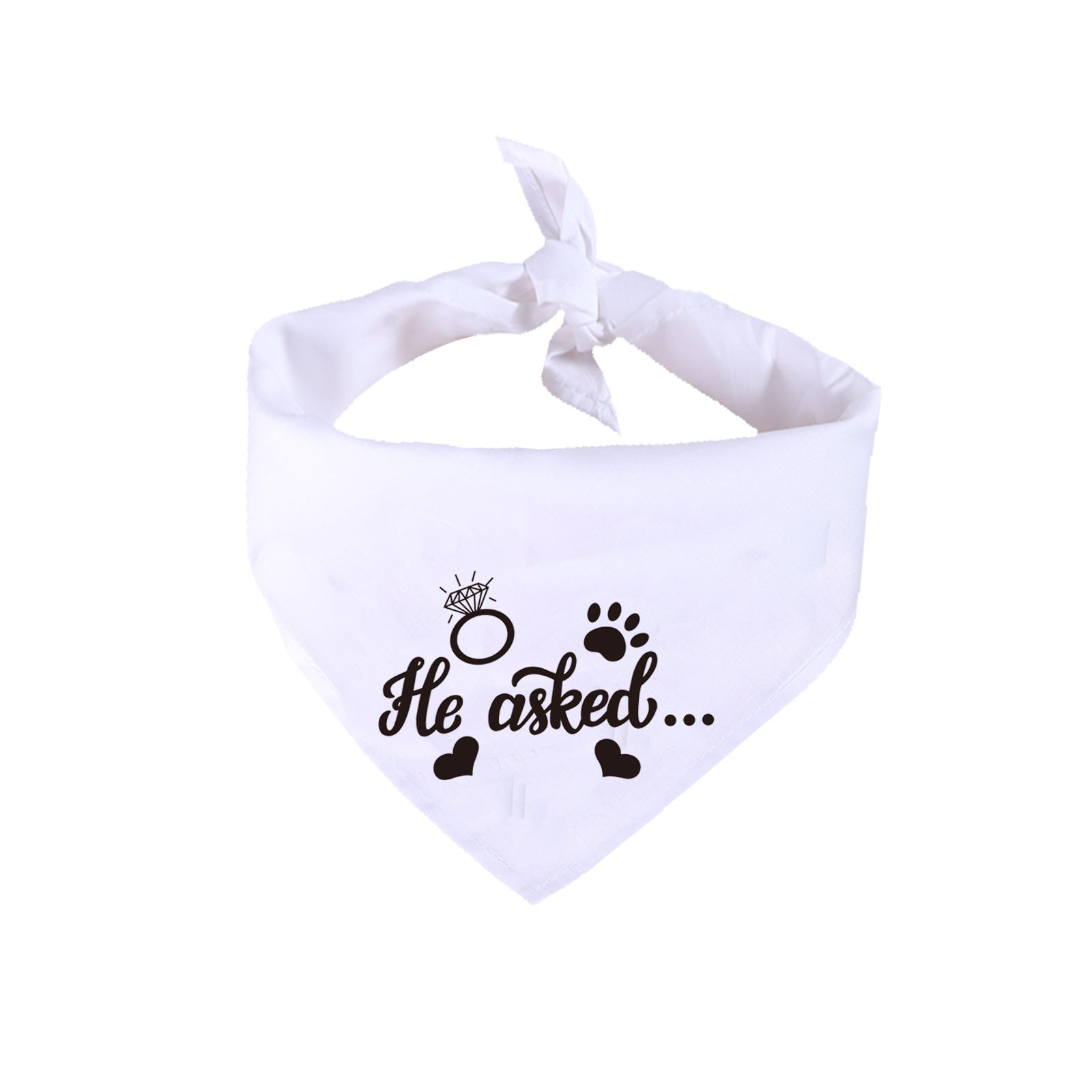 KFX-4759741 White Polyester Dog Scarf for Weddings with "He Asked" and "She Said Yes" Design