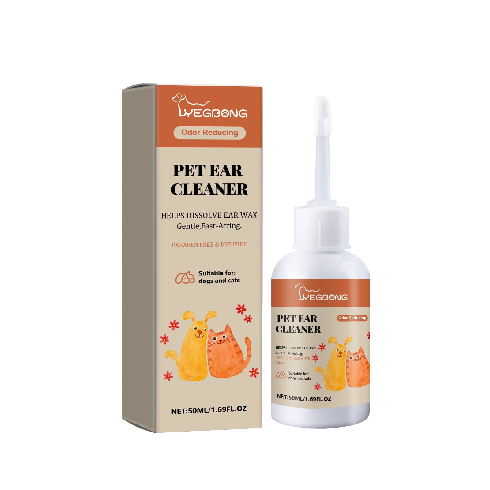KFX-4759997 Ear Mite and Earwax Cleaner with Deodorizing Drops for Pets, 50ml