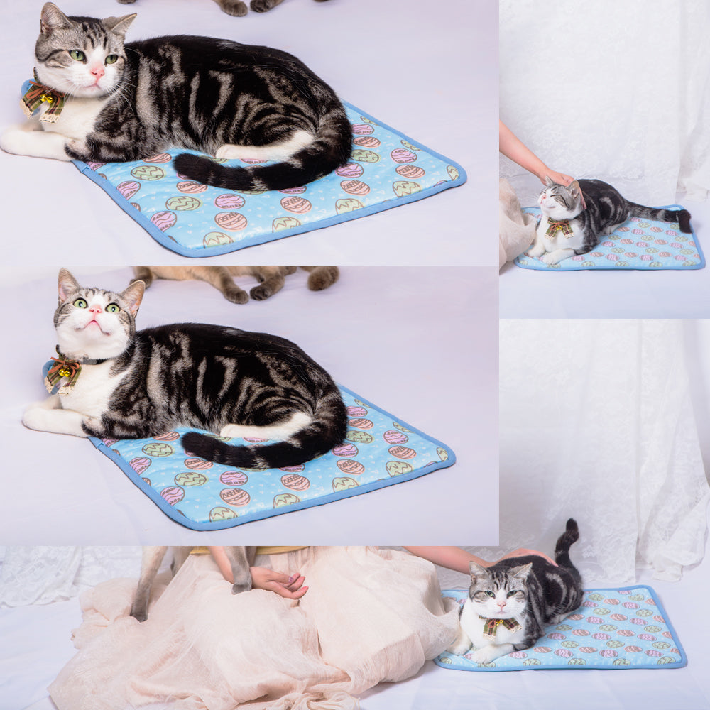 KFX-4762173 Cooling Pet Mat for Dogs and Cats - Portable Ice Blanket for Summer Use, Cotton Material in Blue and Pink