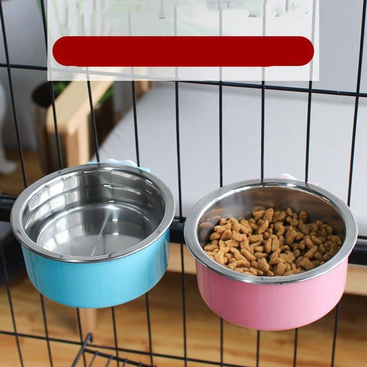 KFX-4762301 Hanging Stainless Steel Dog and Cat Bowl with Anti-Tipping Design - Available in Small and Large Sizes