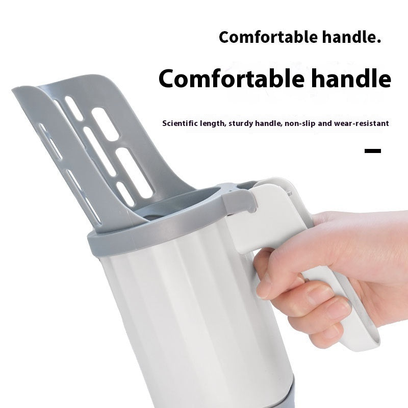 KFX-4763581 Cat Litter Cleaning Tool - Gray Plastic Cat Scoop with Integrated Spatula