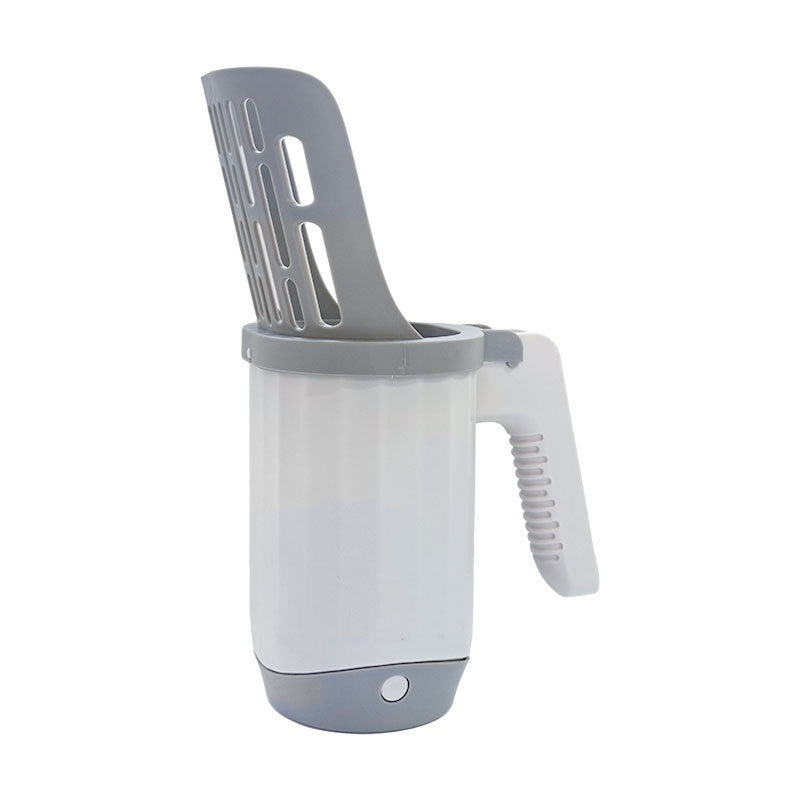 KFX-4763581 Cat Litter Cleaning Tool - Gray Plastic Cat Scoop with Integrated Spatula