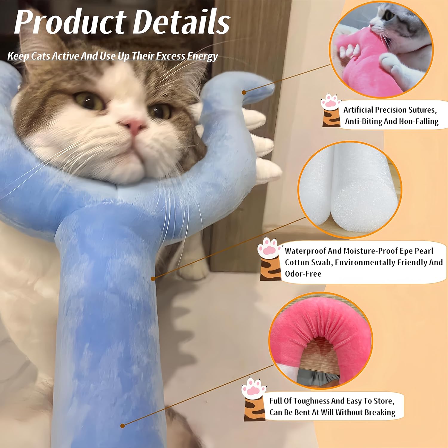 KFX-4765373 Interactive Plush Cat Wand Toy for Indoor Cats – Fun and Engaging Pet Play Instrument