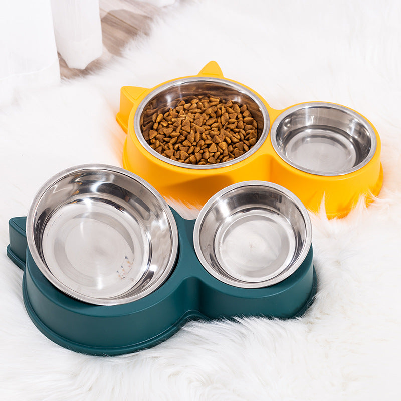 KFX-4768061 Automatic Double Bowl Pet Water Dispenser - Cat Ear Design in Pink, Blue, Yellow, and Green