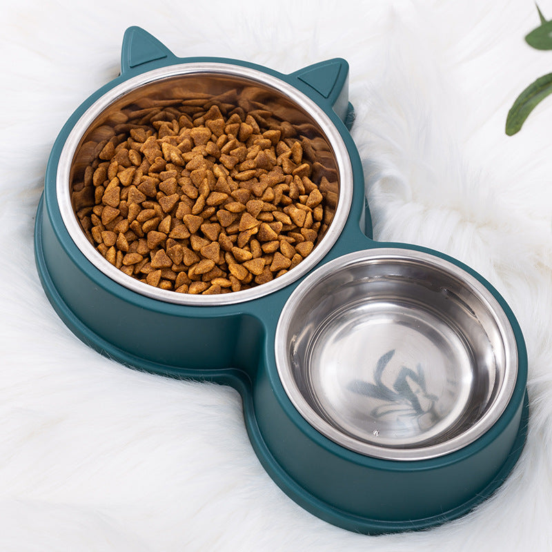 KFX-4768061 Automatic Double Bowl Pet Water Dispenser - Cat Ear Design in Pink, Blue, Yellow, and Green