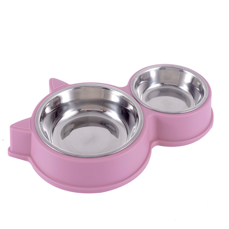 KFX-4768061 Automatic Double Bowl Pet Water Dispenser - Cat Ear Design in Pink, Blue, Yellow, and Green