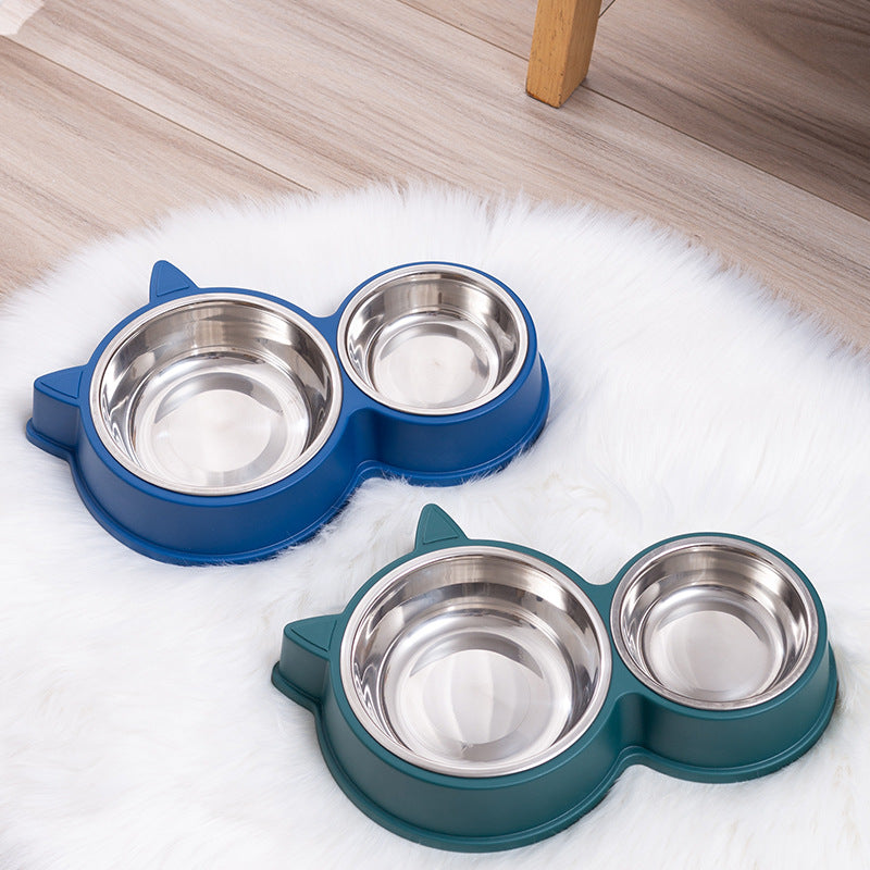 KFX-4768061 Automatic Double Bowl Pet Water Dispenser - Cat Ear Design in Pink, Blue, Yellow, and Green