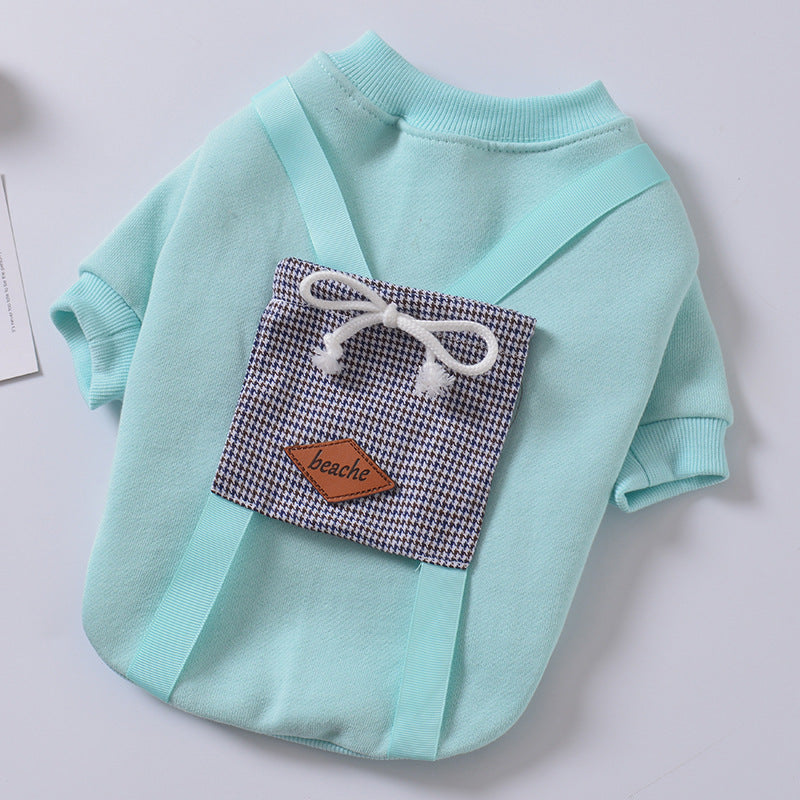 KFX-4768445 Casual Hooded Sweater with Pockets for Dogs in Light Blue, Navy Blue, and Pink