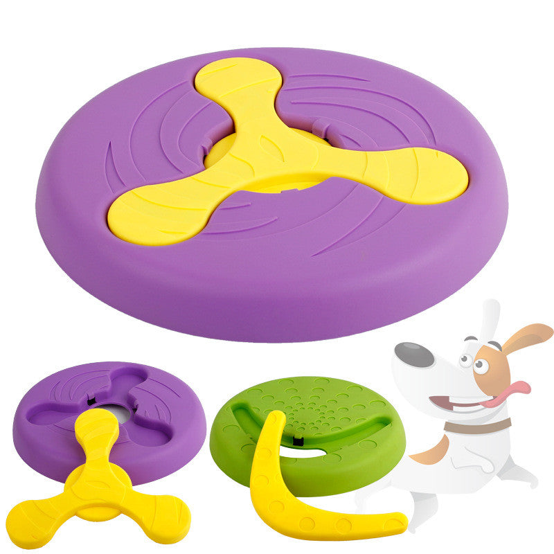 KFX-4768701 Durable Bite-Resistant UFO Toy for Pet Training - Plastic, 23.5cm Diameter, Purple & Green