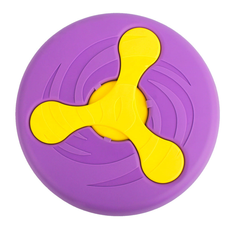 KFX-4768701 Durable Bite-Resistant UFO Toy for Pet Training - Plastic, 23.5cm Diameter, Purple & Green