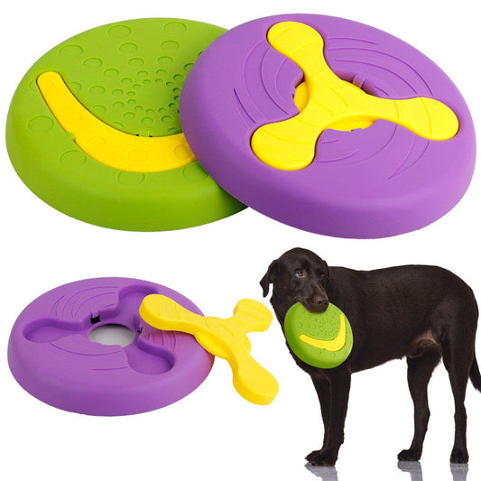 KFX-4768701 Durable Bite-Resistant UFO Toy for Pet Training - Plastic, 23.5cm Diameter, Purple & Green