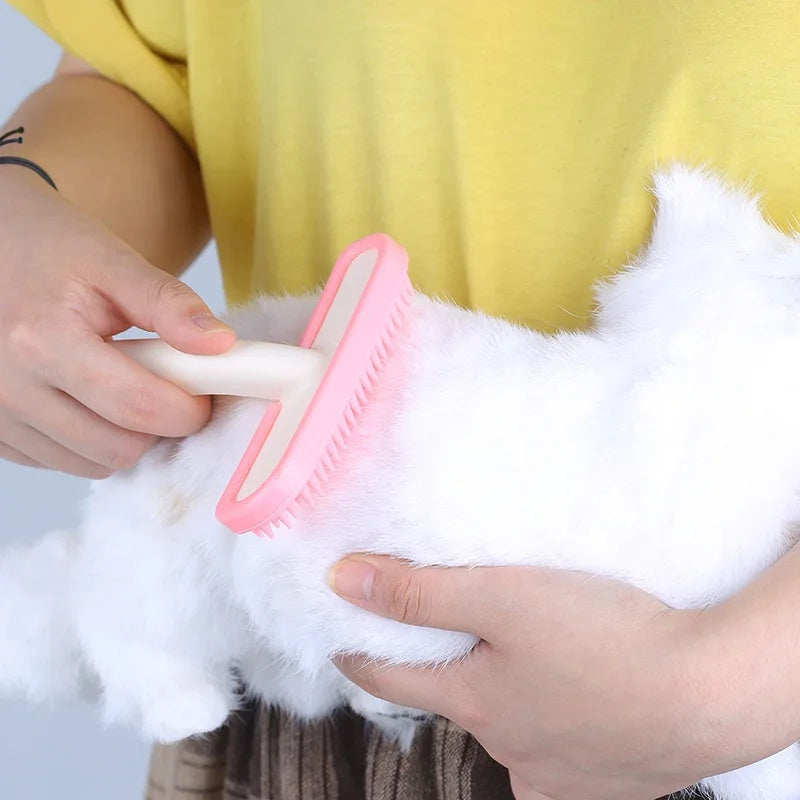 KFX-4771133 Small Pet Grooming Tool for Rabbits, Guinea Pigs, and Chinchillas - Silicone Fur Comb and Trimmer