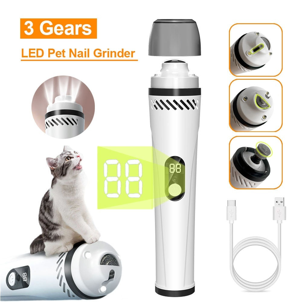 KFX-4771645 3-Speed LED Electric Nail Trimming Device for Dogs with Dust Collection