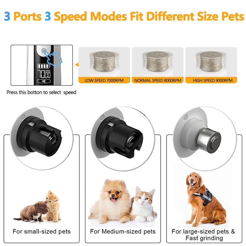 KFX-4771645 3-Speed LED Electric Nail Trimming Device for Dogs with Dust Collection