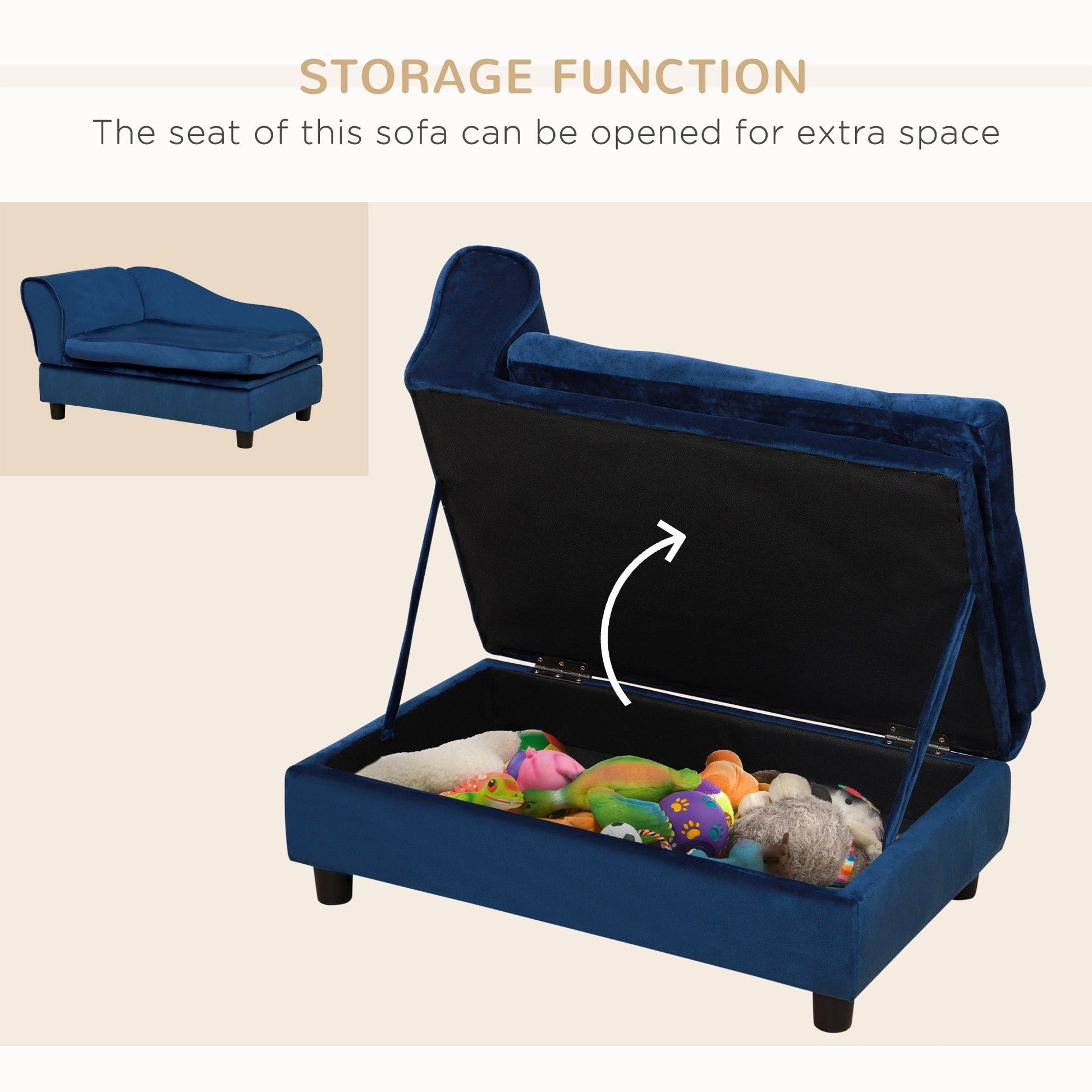 KFX-4772285 Cozy Pet Sofa Bed with Storage for Cats and Small Dogs