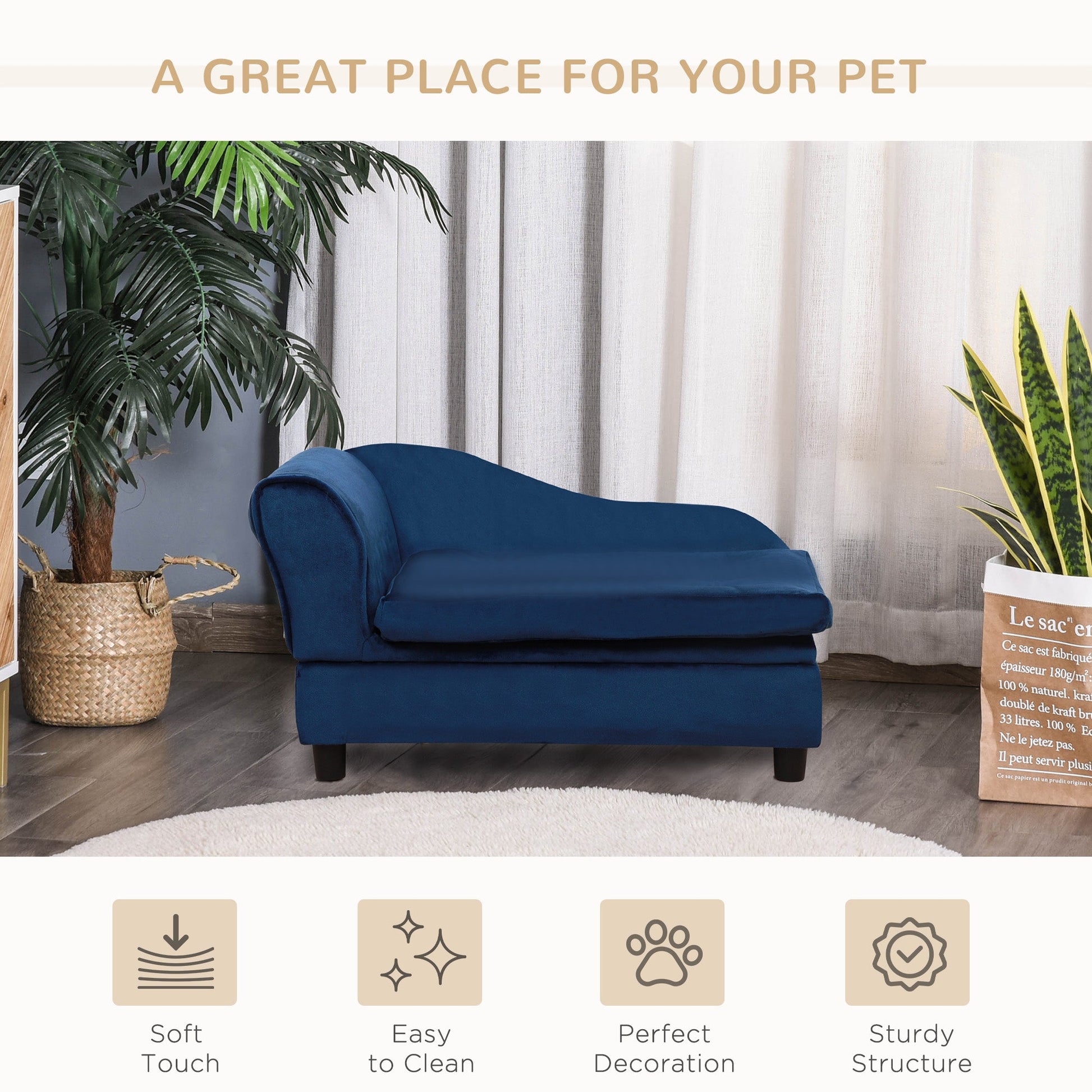 KFX-4772285 Cozy Pet Sofa Bed with Storage for Cats and Small Dogs